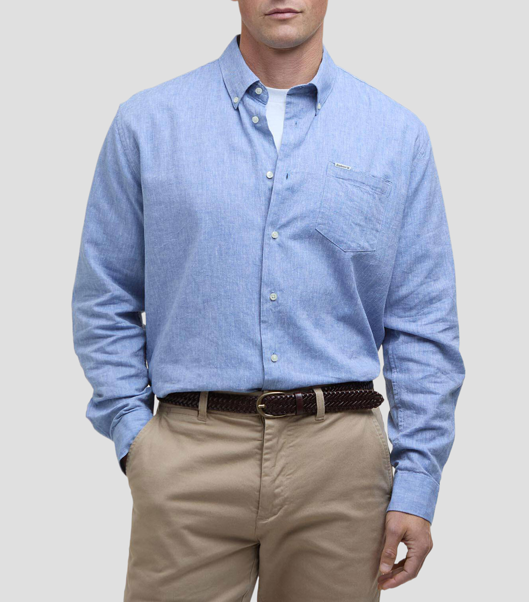 Camisa lisa manga larga Hombre